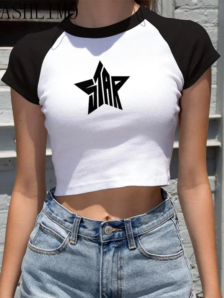 Female Y2K Clothes Star Tops
